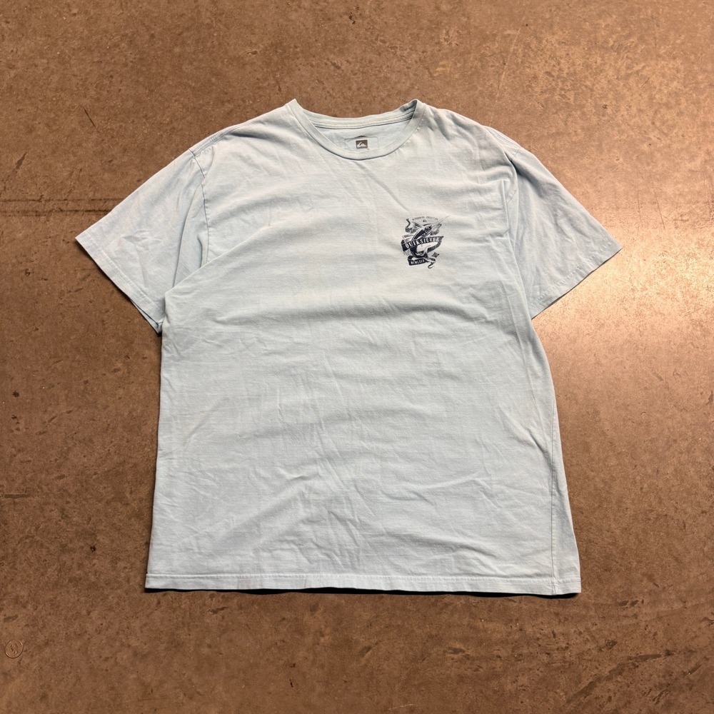 Quiksilver Waterman Collection Mens XXL Light Blue Marlin Graphic T-Shirt Surf